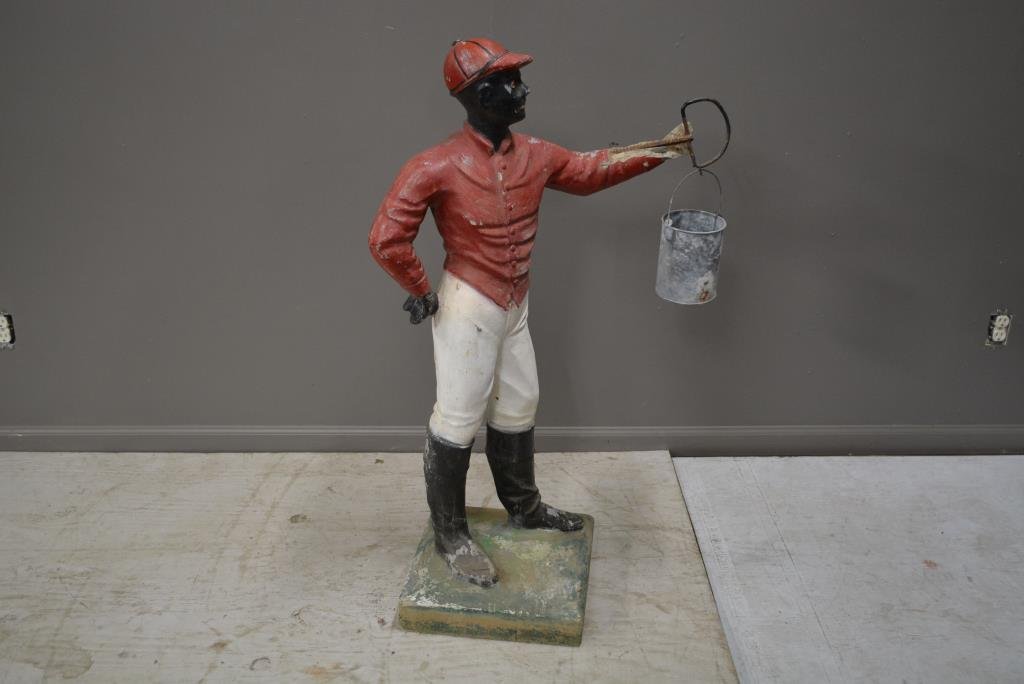 Concrete Lawn Jockey 44"H, 25"L Mar 01, 2014 Bright Star Antiques