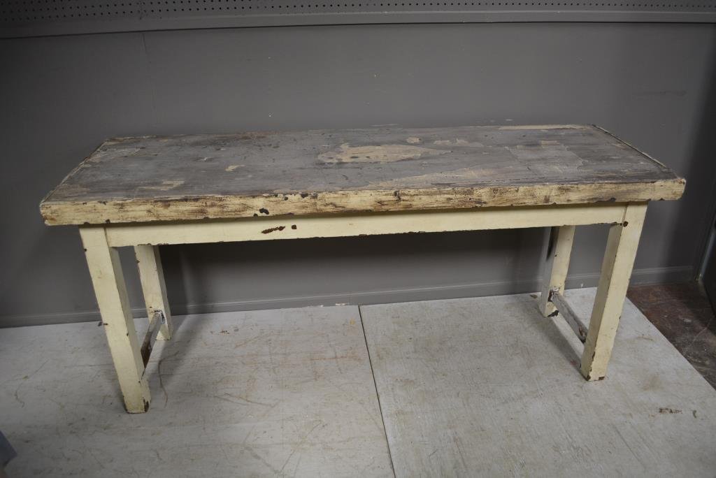 Painted Work Table 32"H, 72 1/2"L, 24 1/2'W: Painted Work Table 32"H, 72 1/2"L, 24 1/2'W