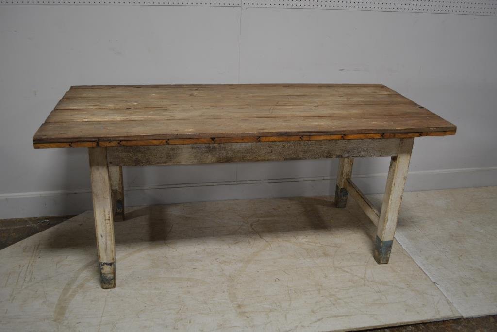 Painted Work Table 31"H, 71"L, 31 3/4"W: Painted Work Table 31"H, 71"L, 31 3/4"W