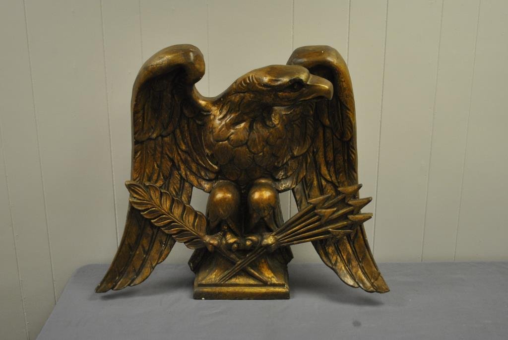 Plaster Eagle Figurine 25 1/2"H, 30"L: Plaster Eagle Figurine 25 1/2"H, 30"L