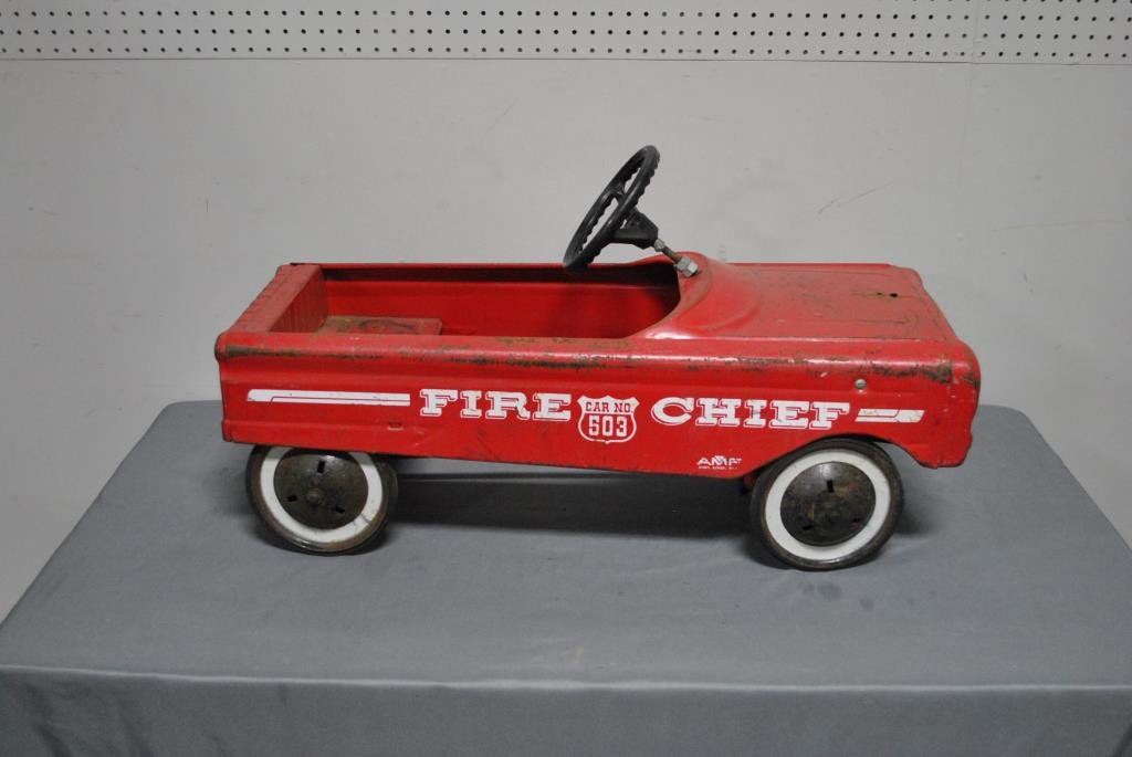 Child's Pedal Car- Fire Truck 19"H, 34"L: Child's Pedal Car- Fire Truck 19"H, 34"L