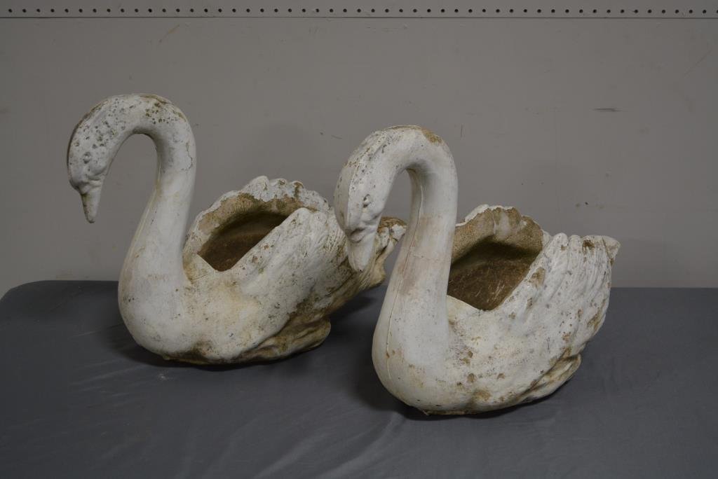 Concrete Swan Planters X2 17 1/2"H, 24 1/2"L ea.: Concrete Swan Planters X2 17 1/2"H, 24 1/2"L ea.