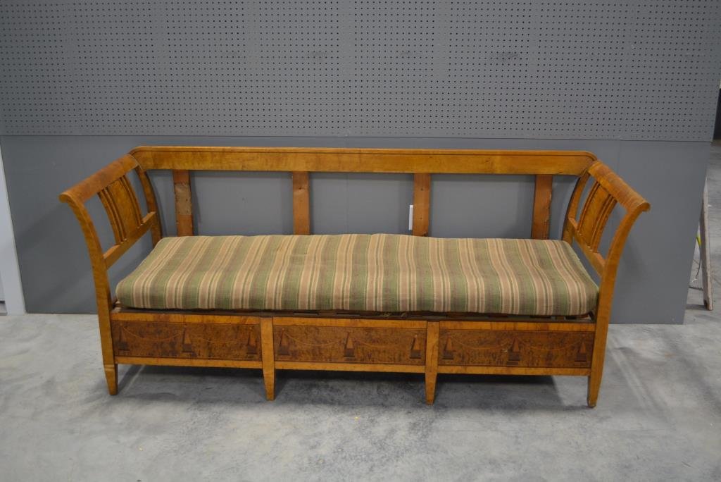 Early Biedermeier Settee 34"H, 83 1/4"L, 27 1/2"W: Early Biedermeier Settee 34"H, 83 1/4"L, 27 1/2"W