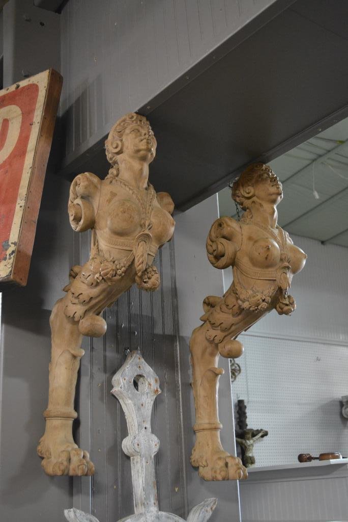 Fine Carved French Corbels X2 32"H, 17 1/2"L ea.: Fine Carved French Corbels X2 32"H, 17 1/2"L ea.