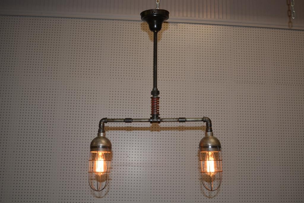 Hanging Industrial Light 32 1/2"H, 23"L: Hanging Industrial Light 32 1/2"H, 23"L