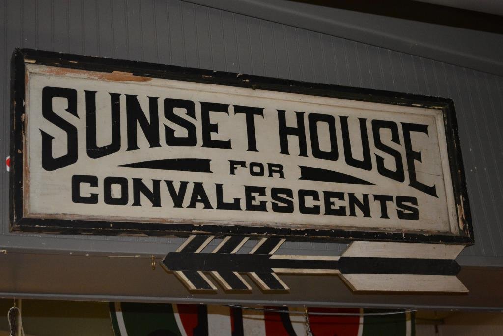 Sunset House Convalescents Sign wood 23" x 51": Sunset House Convalescents Sign wood 23" x 51"