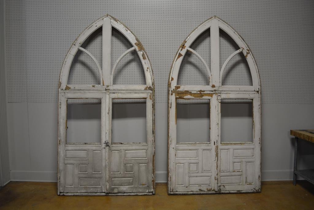 Painted French Gothic Window X-2 98 1/2"H, 52"L, 5: Painted French Gothic Window X-2 98 1/2"H, 52"L, 5 1/2"W