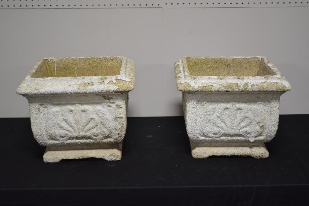 Concrete Garden Urn X2 13"H, 15 3/4" x 15 3/4" ea.: Concrete Garden Urn X2 13"H, 15 3/4" x 15 3/4" ea.