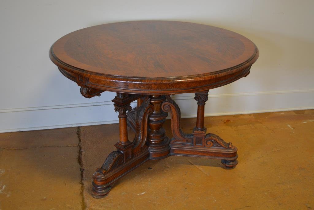 Carved Game Table 30"H, 45 1/2" round (1 of 4)