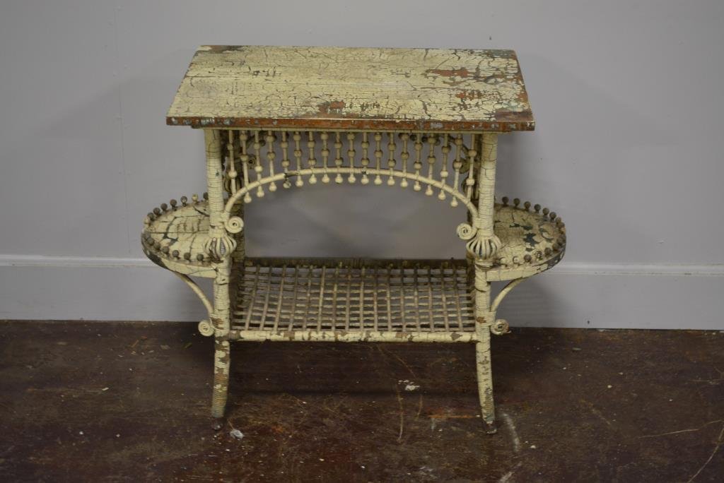 Painted Wicker Table 27 1/4"H, 34 1/4"L, 17 1/4"W (1 of 4)