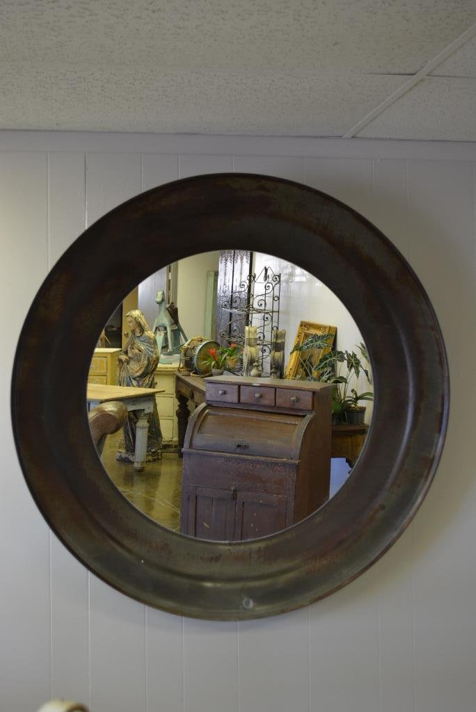 Metal Industrial Mirror- Round 46 1/2" round (1 of 4)