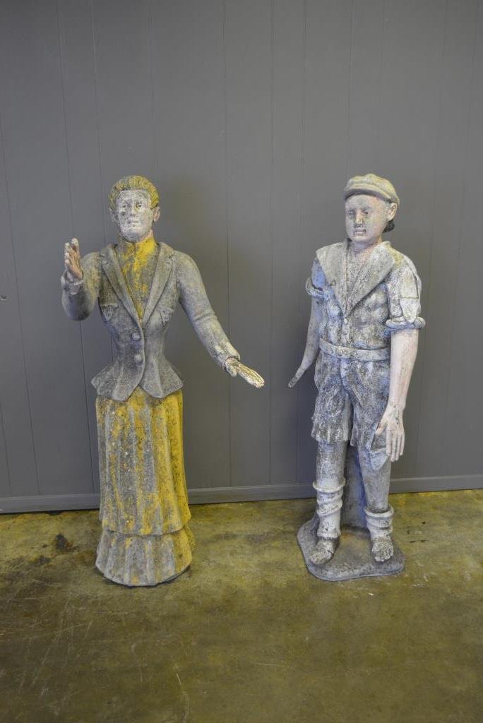 Pair of French Concrete Statues In old weathered (1 of 10)