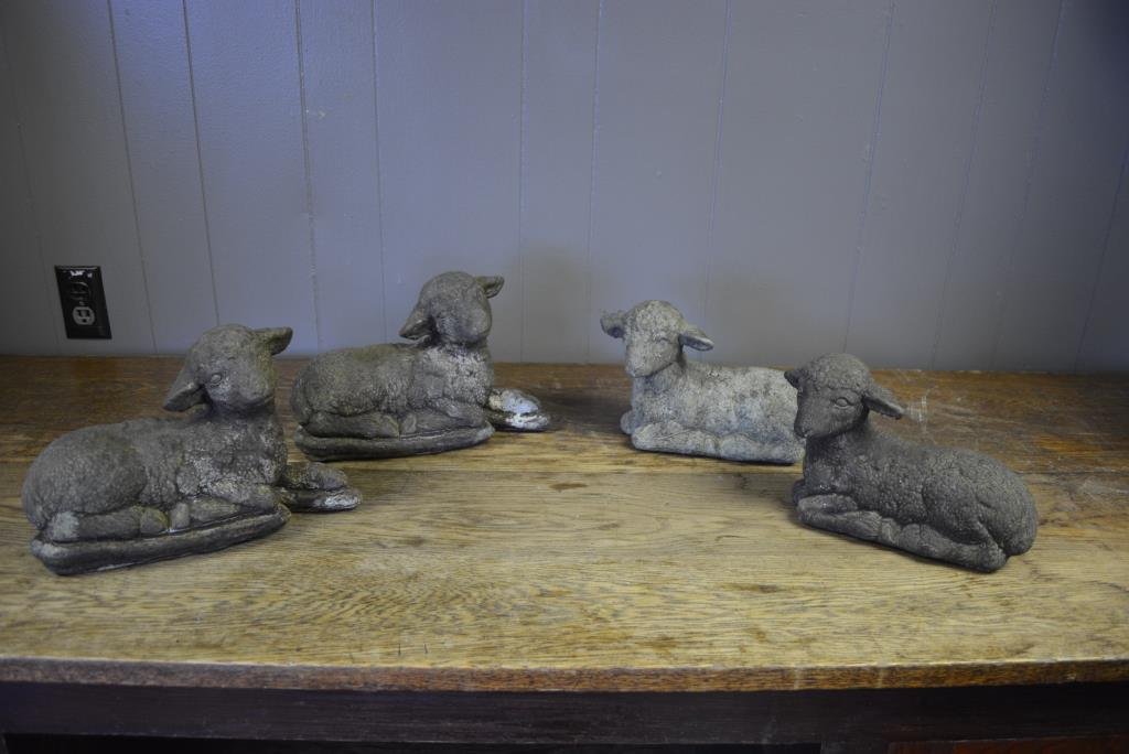 Concrete Lamb X4 2--  8"H,  12 1/2"L,  4 1/2"W 2-- (1 of 6)