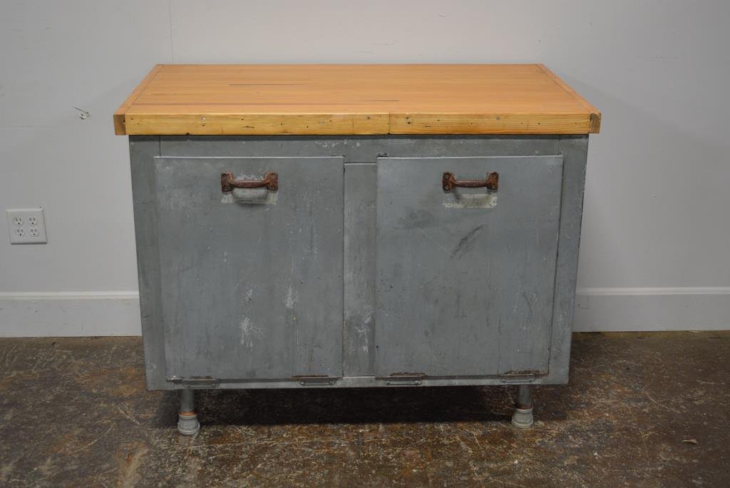 Industrial Work Island w/ butcher block top and bins 37 (1 of 6)