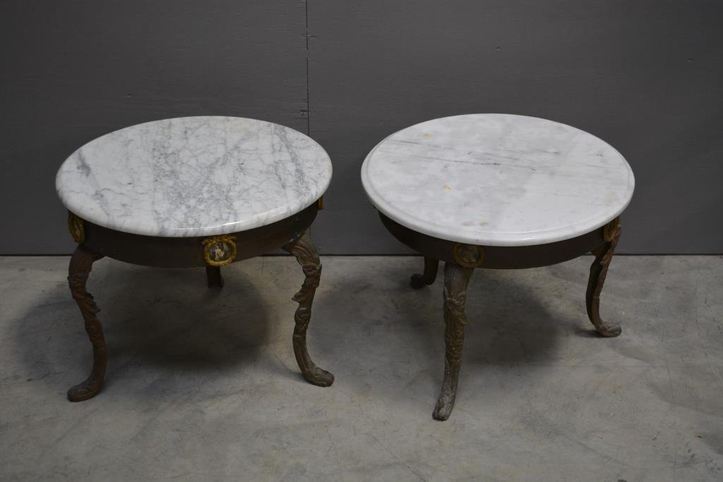 French Marble Top Stand X-2 16 1/4"H,  20" round (1 of 6)