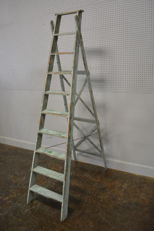 Early Painted Ladder 89 3/4"H, 49 1/2" x 19": Early Painted Ladder 89 3/4"H, 49 1/2" x 19"