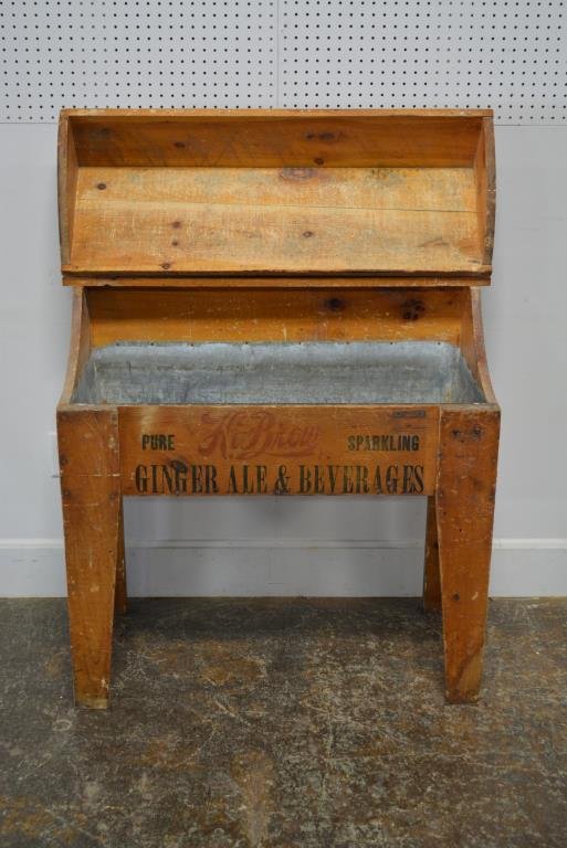 Wooden Drink Cooler 35 3/4"H, 38"L, 18 1/2"W: Wooden Drink Cooler 35 3/4"H, 38"L, 18 1/2"W