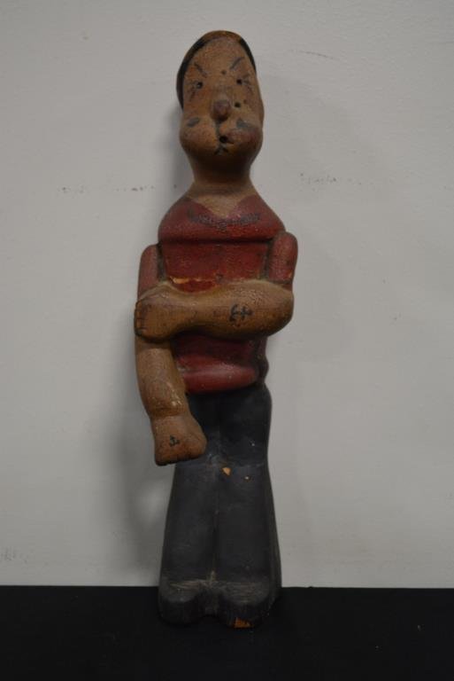 Carved Folk Art Popeye Figure 13 3/4"H,  3"  x   3 1/2" (1 of 6)