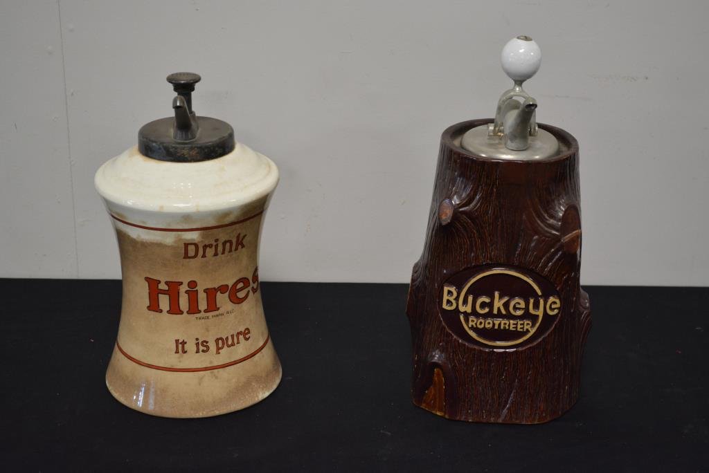 2pc. Root beer Dispenser Lot Hires, Buckeye 13 1/2"H, (1 of 5)