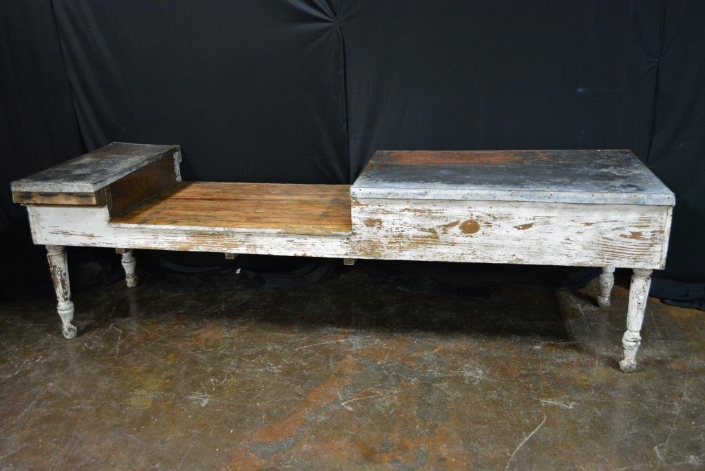 Painted Bakery Work Table 32 1/2"H,  108 3/4"L,  35"W (1 of 4)