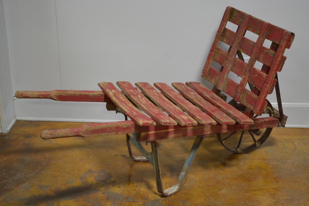 Painted Wheel Barrow 32"H,  60 3/4"L,  22 1/4"W (1 of 3)