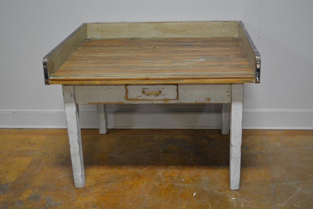 Painted Work Table 35 1/2"H,  48"L,  42 1/4"W (1 of 4)