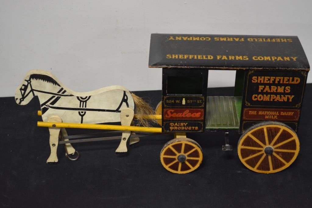 Early Child's Toy Milk Wagon 9 1/2"H,  22 1/2"L,  6 (1 of 6)