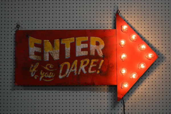 Lighted Enter Sign From Carnival Side Show 26 1/4
