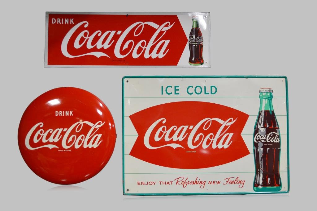 3pc. Coca-Cola Sign Lot 16" diam.     /     19 3/4"  x (1 of 1)
