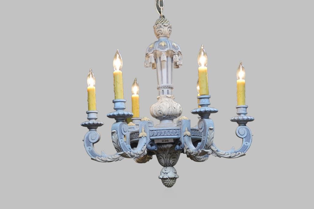 Carved Wooden French Chandelier 26"H,  26"  x   26" (1 of 1)