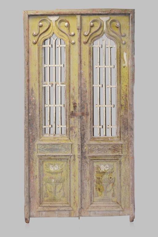 Early Carved Painted Architectural Door 99"  x   50 (1 of 3)