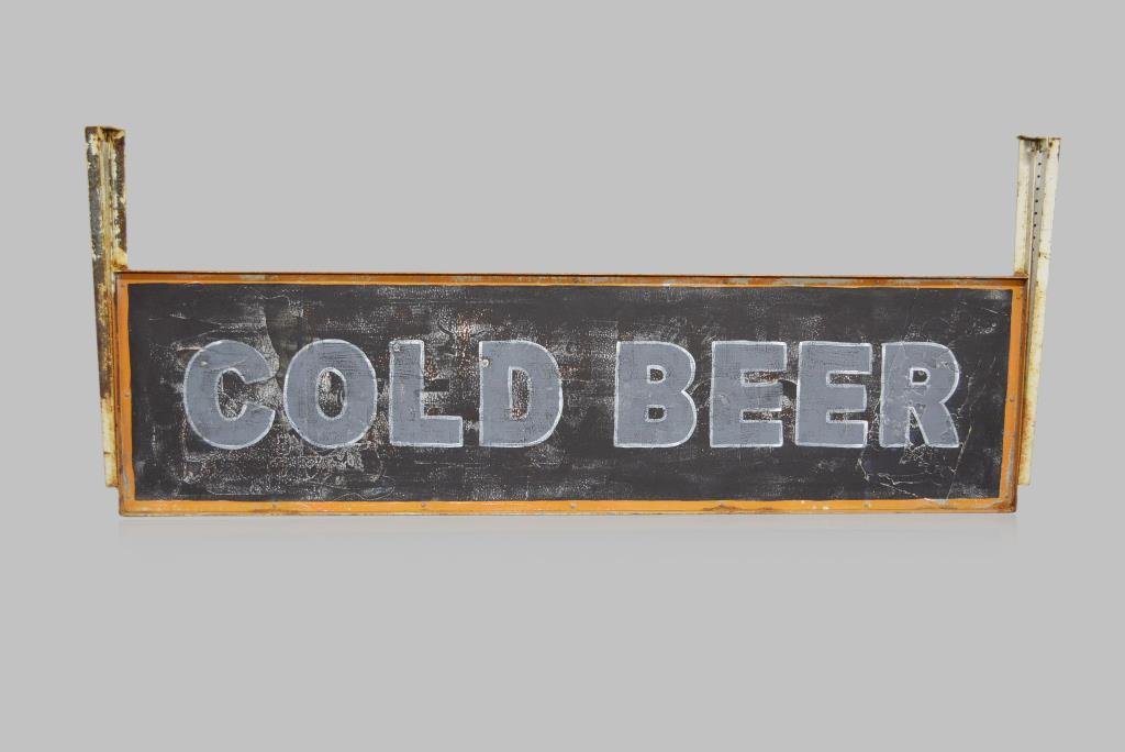 Cold Beer Sign metal, double sided 19 1/2"H,  30 (1 of 2)