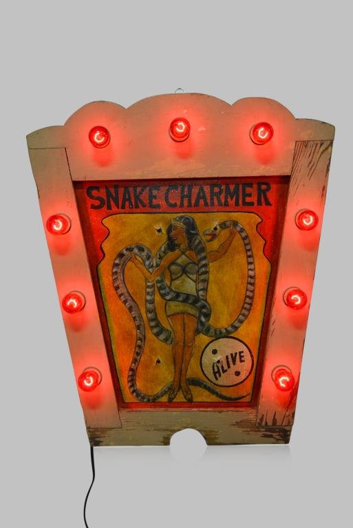 Lighted Freak Show Sign wood    " Snake Charmer " 31 (1 of 1)
