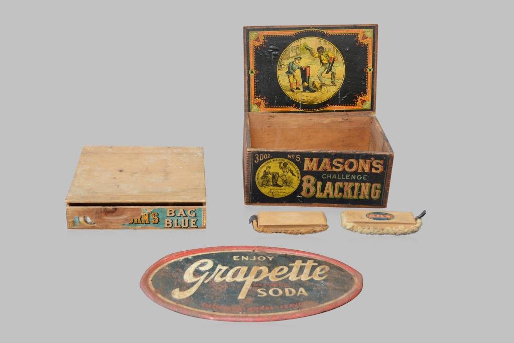 3pc. Advertising Lot 2 boxes,  1 Grapette Sign 6 1/4"H, (1 of 1)