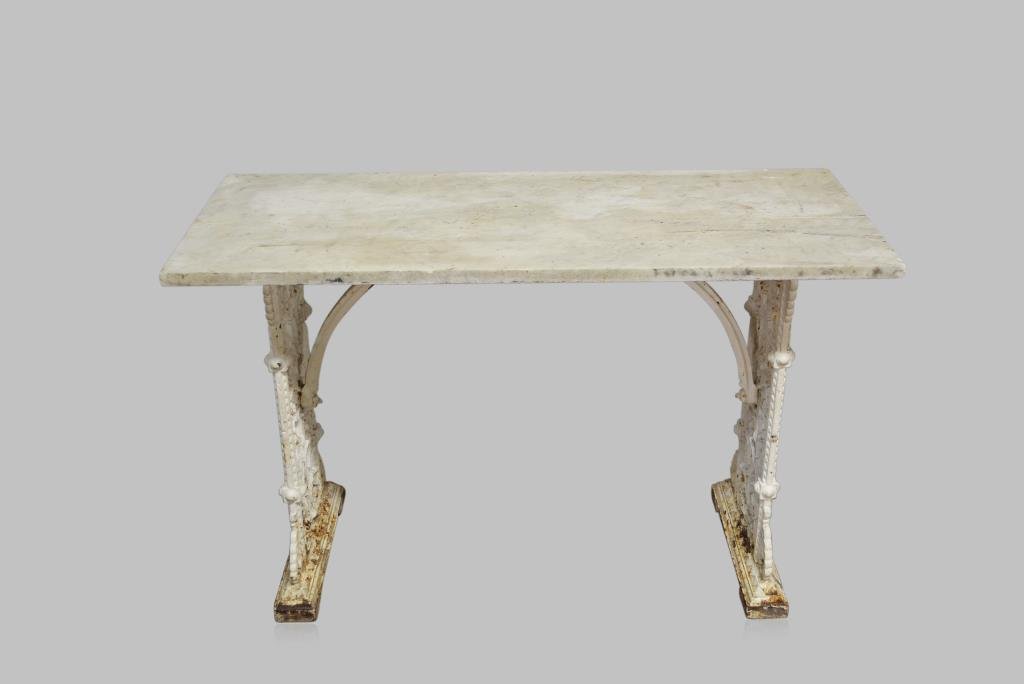 French Iron Garden Table w/ Marble Top 29 3/4"H,  47 (1 of 2)