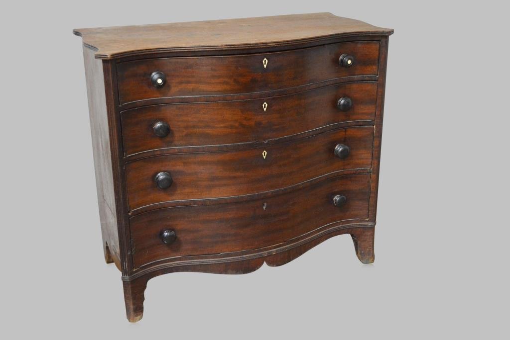 Early 19c. Bow Front Chest 41 1/2"H,  46 1/2"L,  22 (1 of 2)