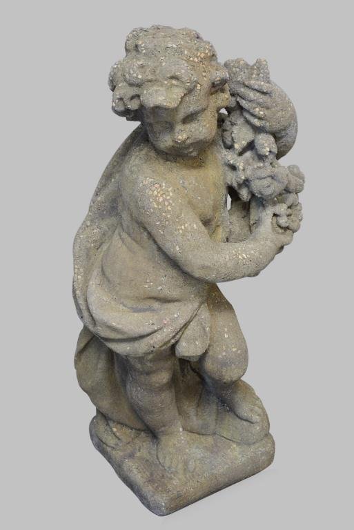 Concrete Garden Statue 36"H, 16" x 13 1/4": Concrete Garden Statue 36"H, 16" x 13 1/4"