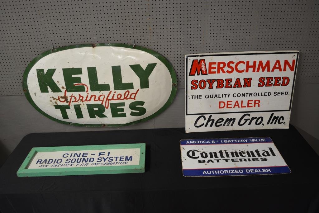 4pc. Sign Lot Kelly Tires,  Continental,  radio, (1 of 1)
