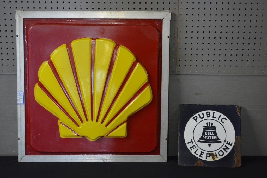 2pc. Sign Lot Puclic Telephone,  Shell (1 of 1)