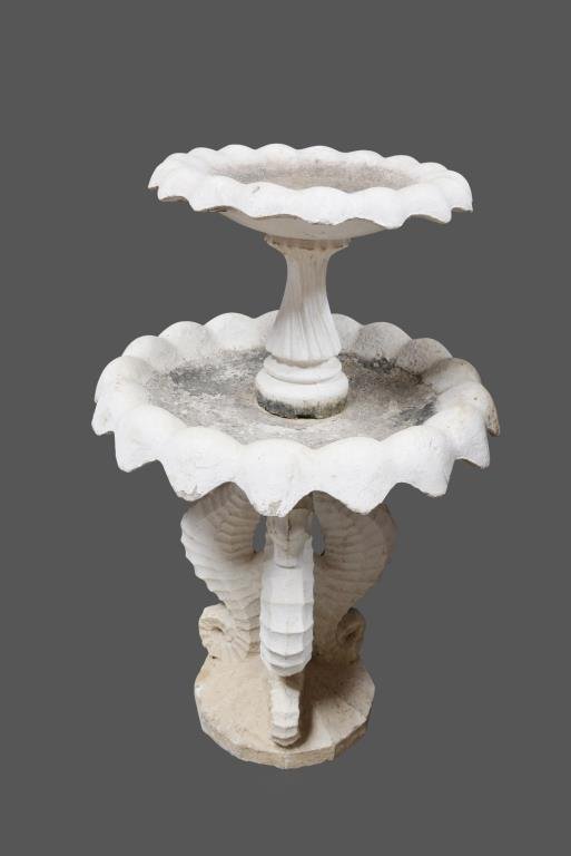 Three Piece Seahorse Concrete Birdbath Apr 21 2013 Phoebus Auction Gallery In Va