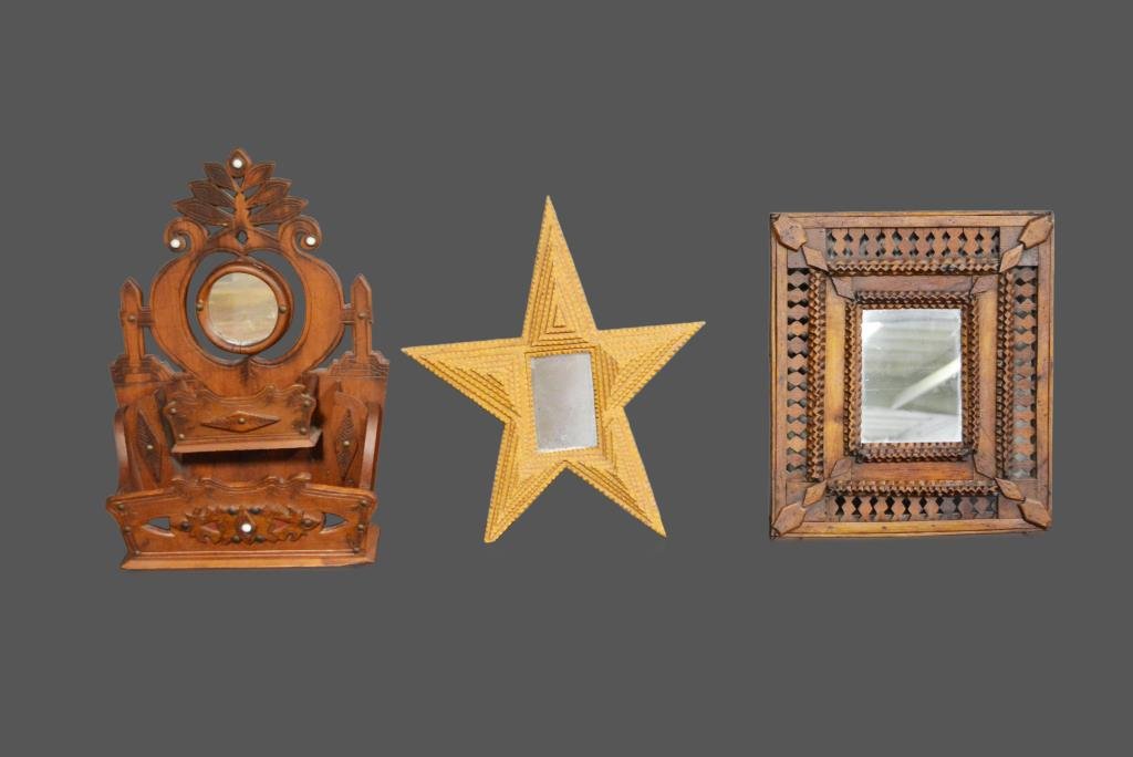 3-Piece Lot: Folk Art & Tramp Art Tramp Art Star (1 of 3)