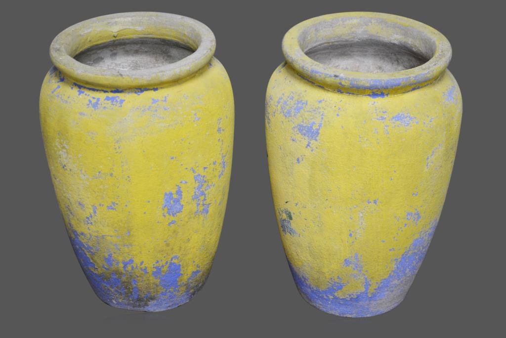 Cement Garden Urn X2 in old flakey painted surface/ (1 of 1)