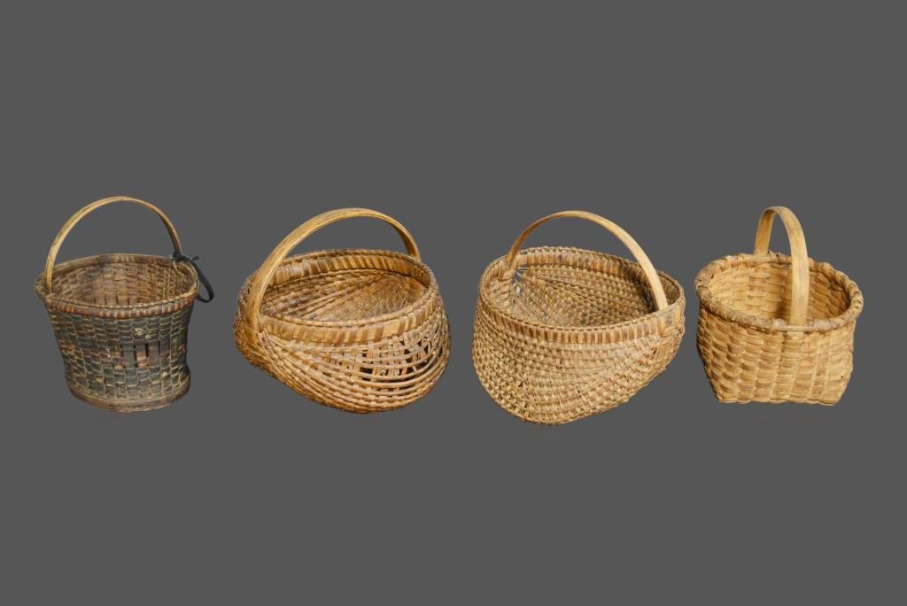 4-Piece Early Basket Lot *Jean Hess Collection 11"H, (1 of 2)