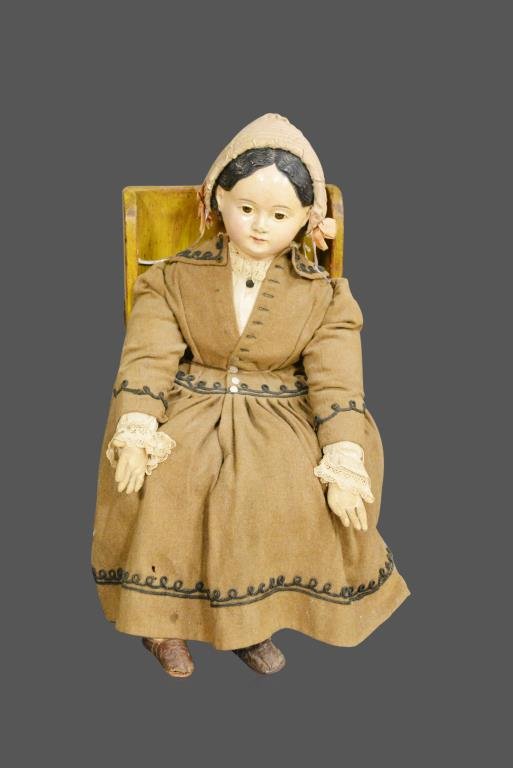Early Greiner Doll w/ Early Child's Chair chair in (1 of 5)