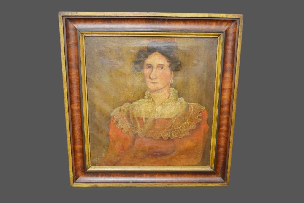 Early 19th Cen. Pa. o/c Lady Portrait in original (1 of 3)