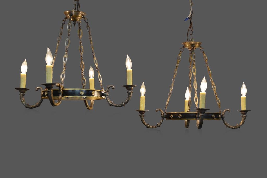French 4-Light Chandelier X2 21"H,   26 1/2"  x   26 (1 of 3)