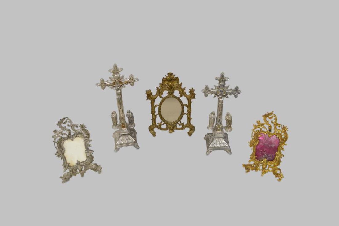 5-Piece Lot: 3 French Frames & 2 Crucifixes (1 of 2)
