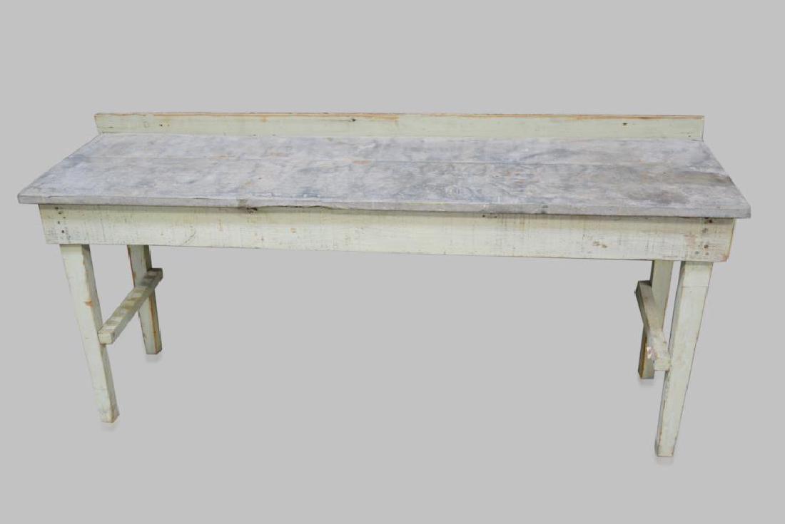 Painted Zinc Top Work Table 33 3/4"H,   72 1/4"L,   21 (1 of 1)