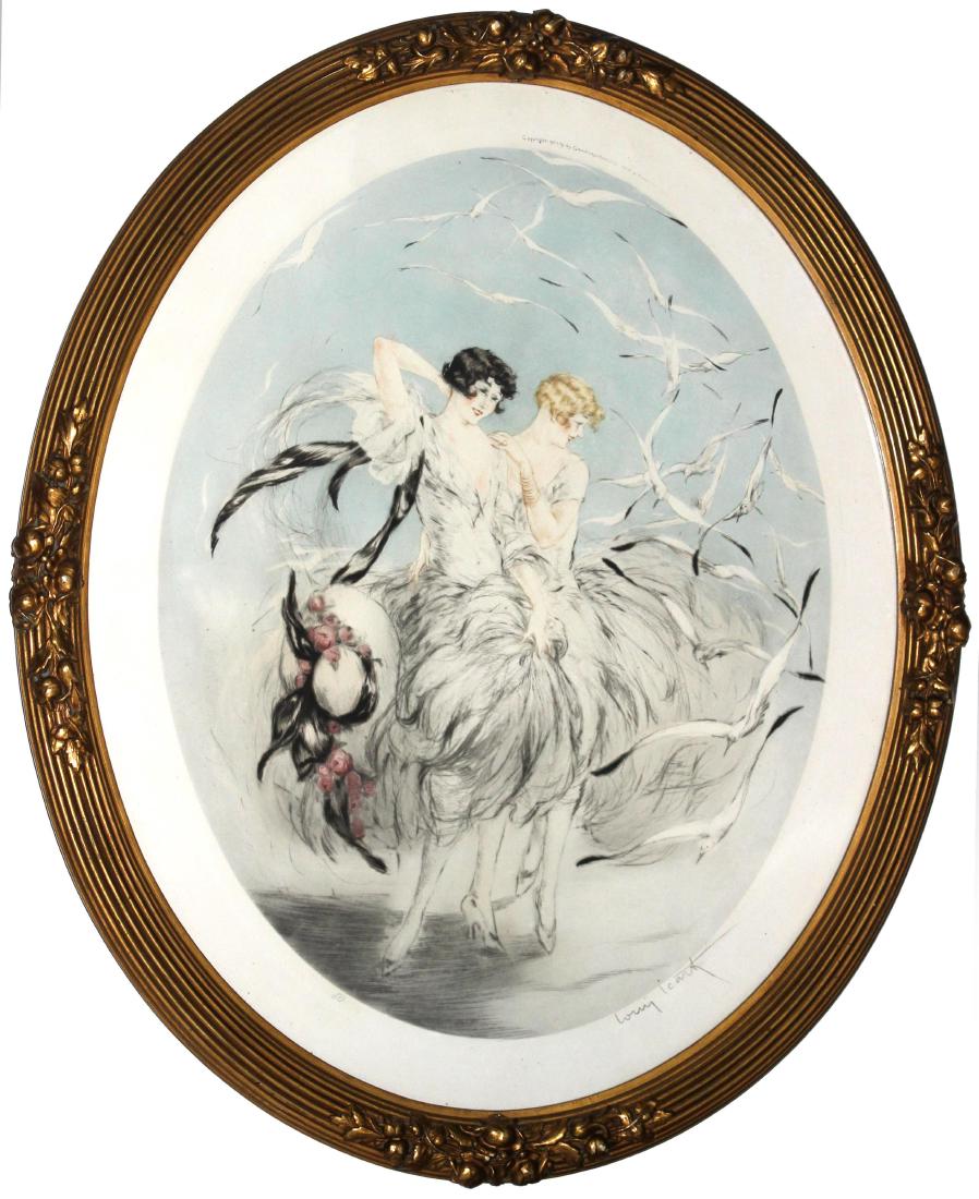The Seagulls in Original Oval Frame by Louis Icart (1 of 3)