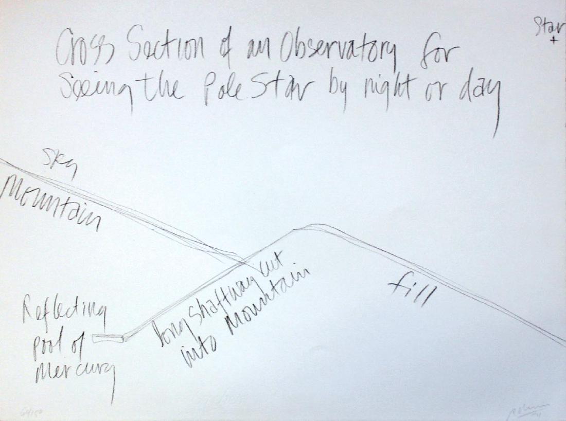Robert Morris "Cross Section of an Observatory for: Artist: Robert Morris Title: Cross Section of an Observatory for seeing the Pole Star by Night or Day Year: 1971 Medium: Original lithograph on paper Edition: From the rare limited edition of 150 Size